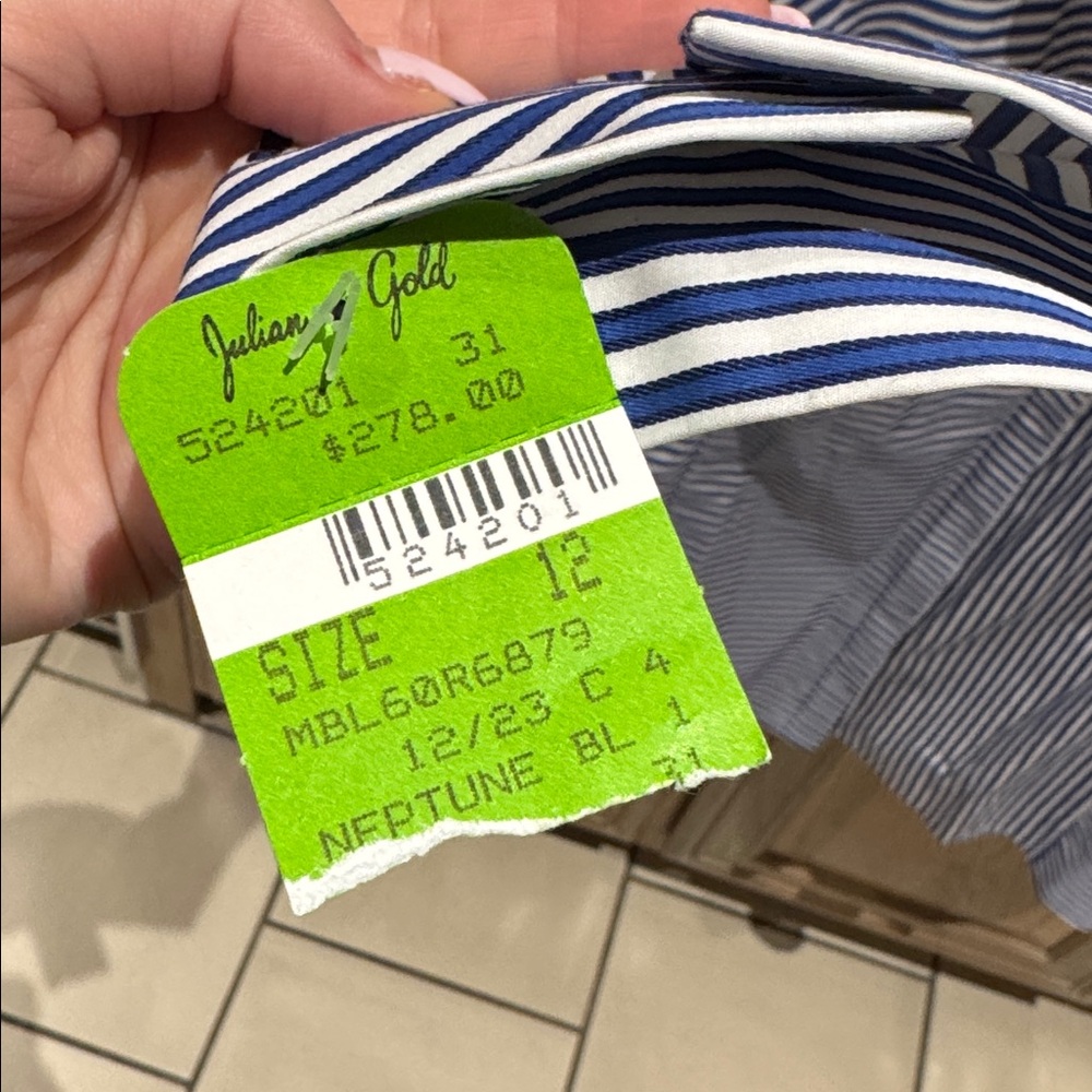 Lafayette 148 New York Blue Striped Button Down Shirt NWT - Picture 4 of 8